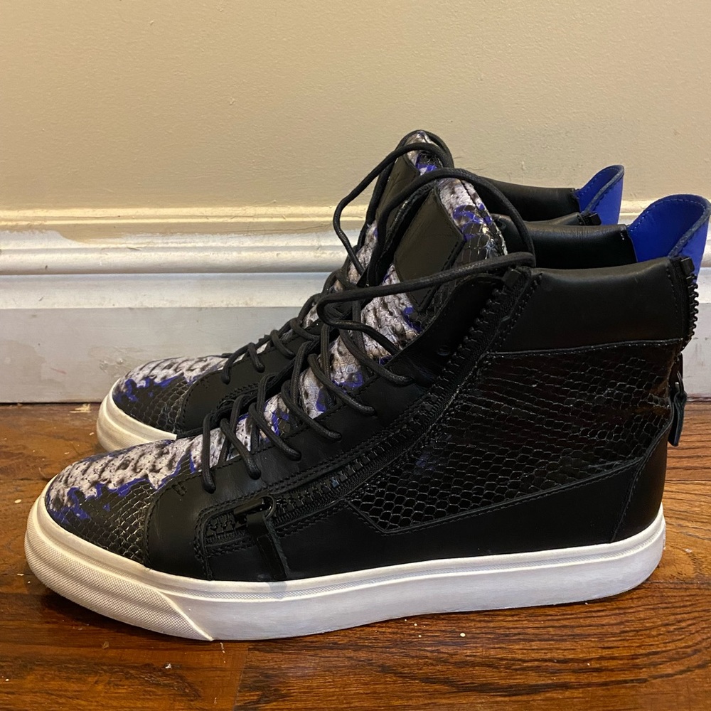 Giuseppe Zanotti high top reptile skin zipper sneakers